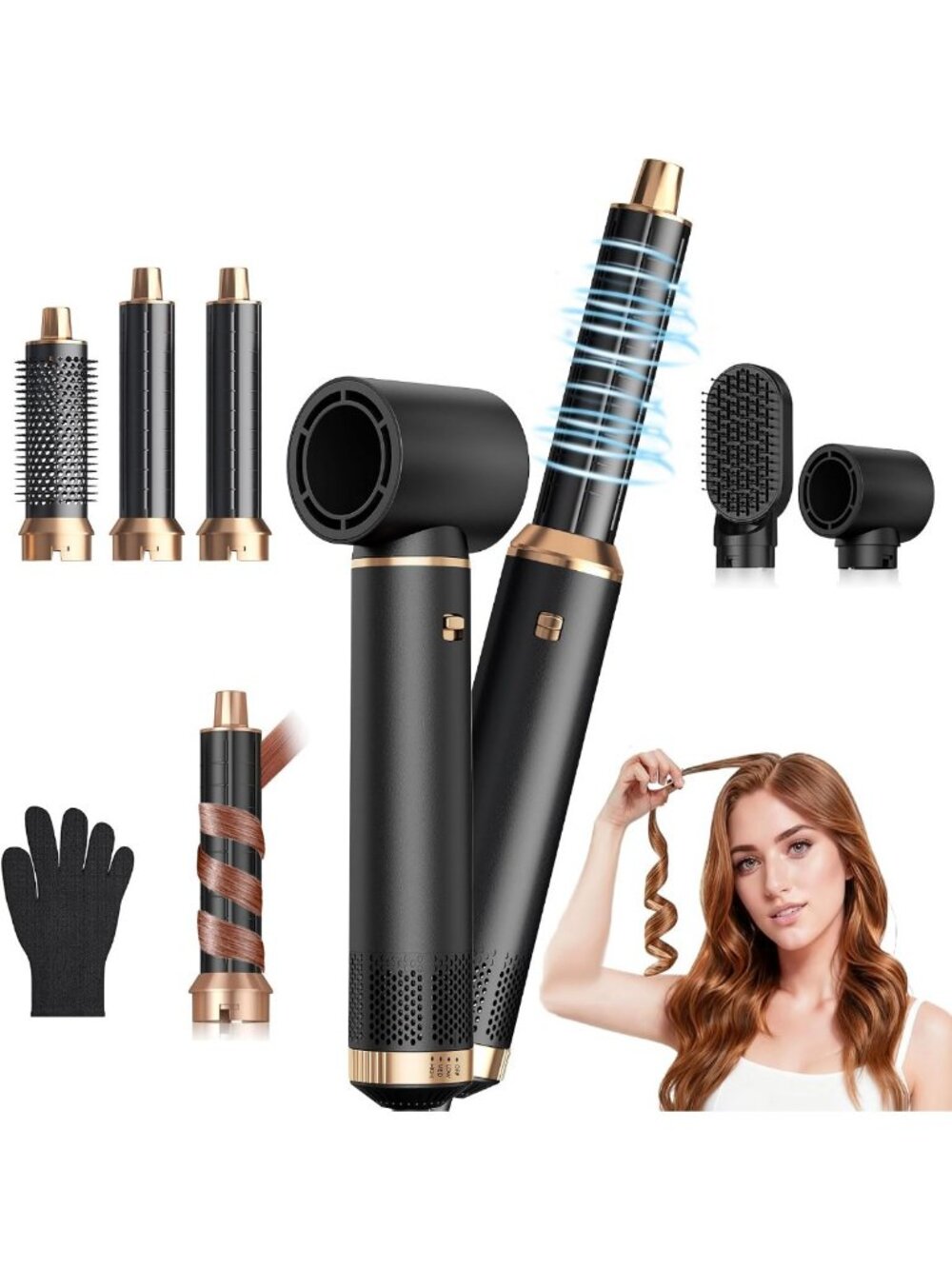 5-in-1 Blow Dryer Brush & Air Curler - Versatile Styling Tool for Smooth Curls